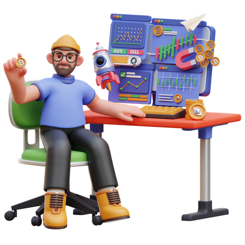 Trader at desk with charts